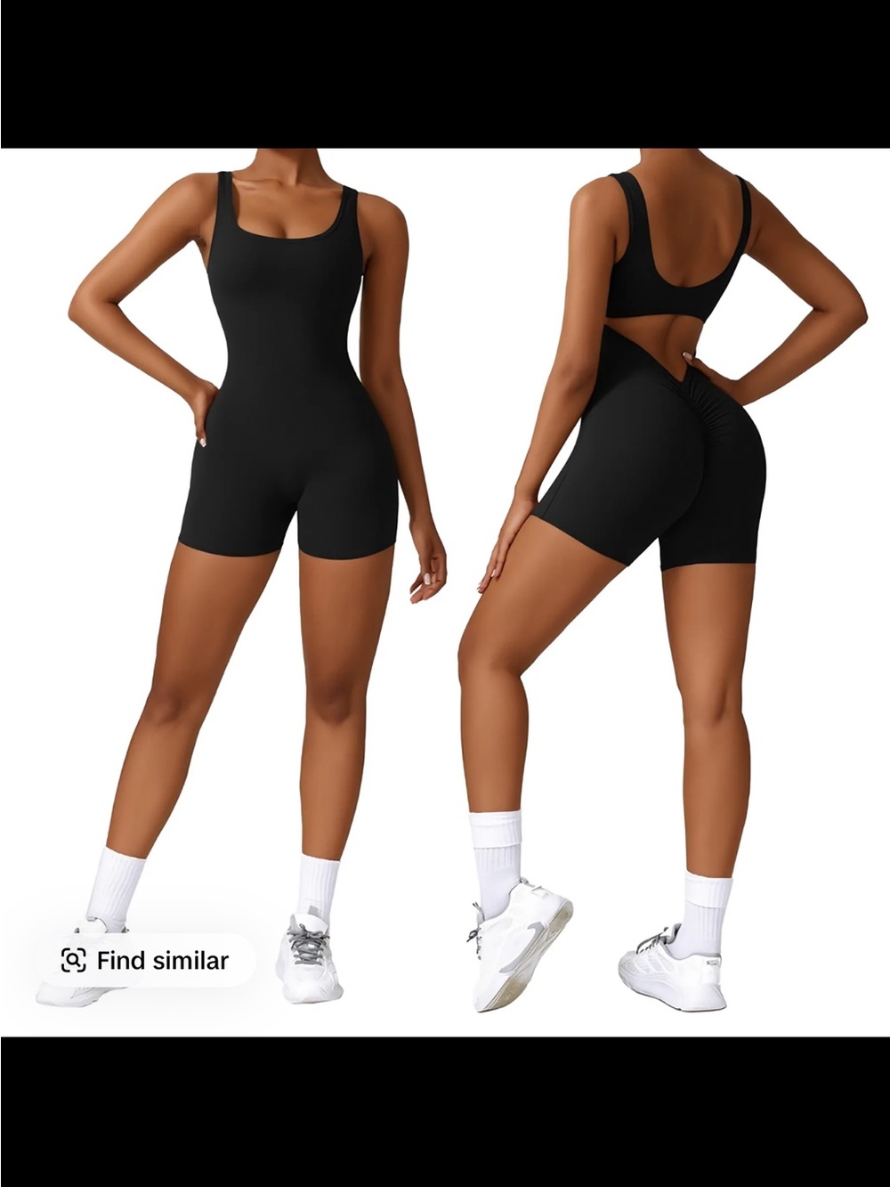 Black Scoop-Neck Sculpting Romper
